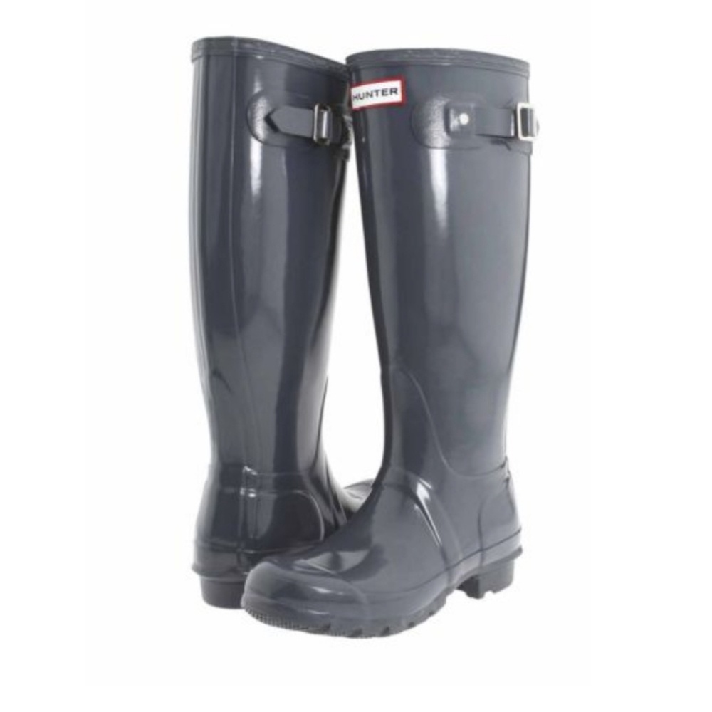 Hunter Womens Graphite, Glossy Rubber Rain BOOTS